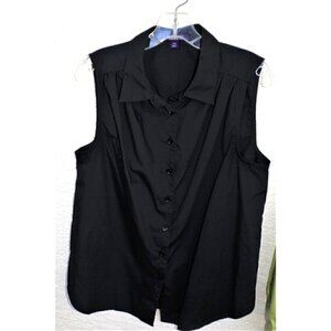 Roaman's 14W black sleeveless button front blouse